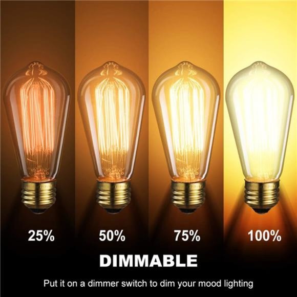 6Pack Edison Bulb,Edison Light Bulbs,Antique Vintage Squirrel Cage Filament Bulb - Picture 2 of 7